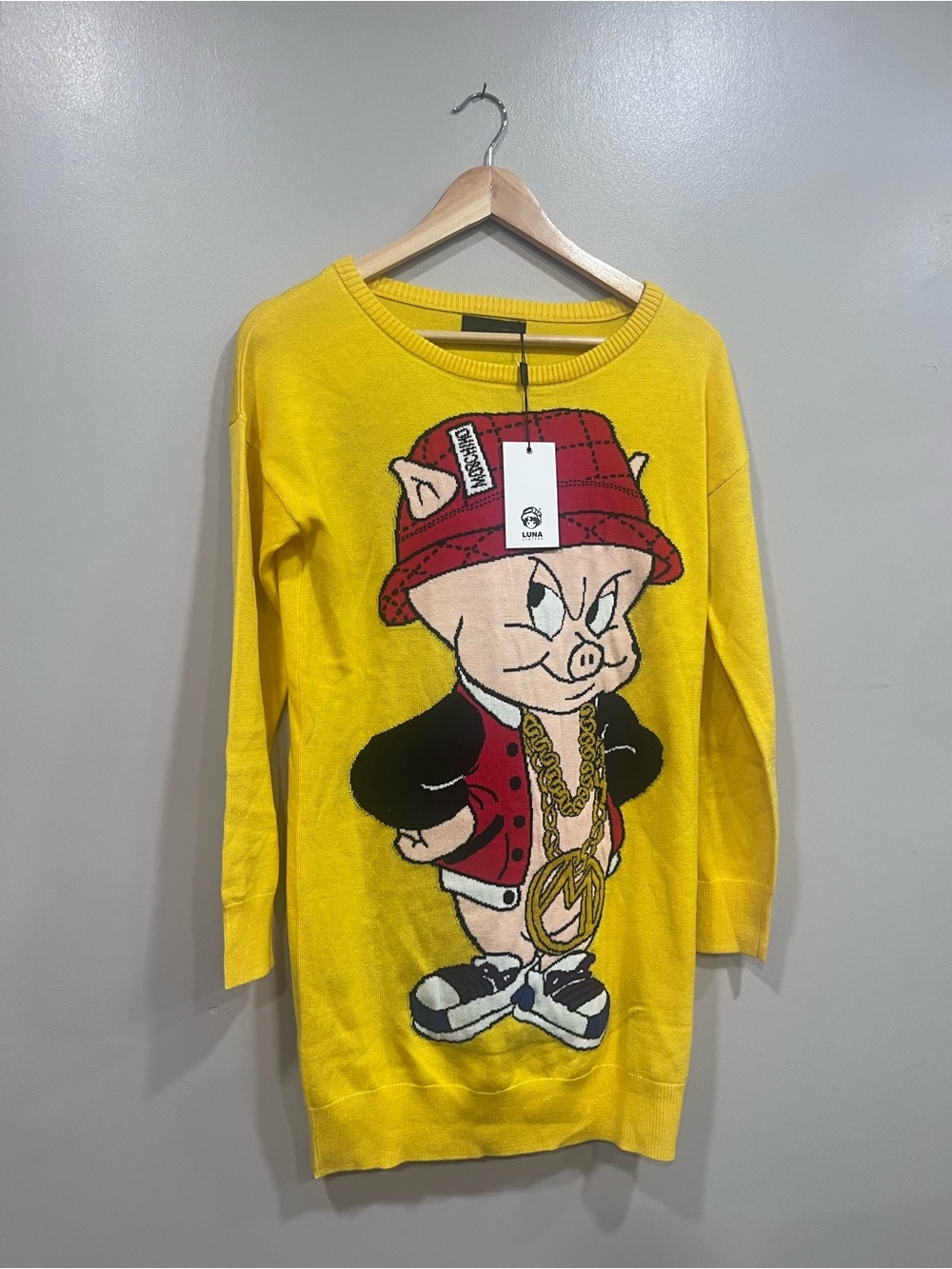 Porky Pig Yellow Sweater dress Moschino inspired by Luna LTD